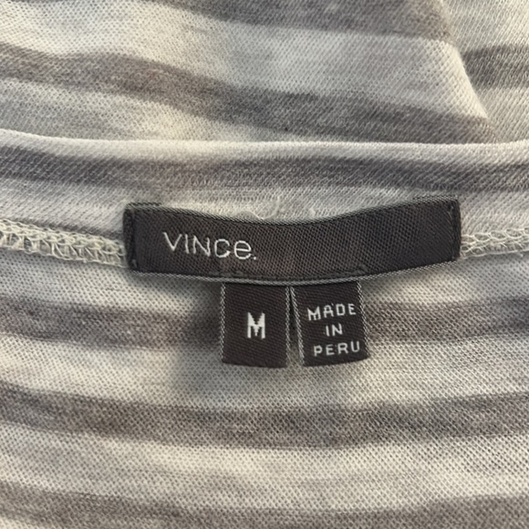 Vince Gray & White Striped Cotton Top Size Medium - Picture 5 of 6